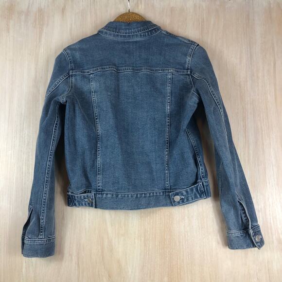 J Crew Mercantile Blue Cropped Denim Jacket Embroidered Heart Cute Casual XS - Picture 6 of 12